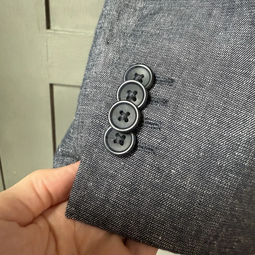Banana Republic Men's Blue Gray Cotton Linen Blazer Suit Sport Jacket Size 40R